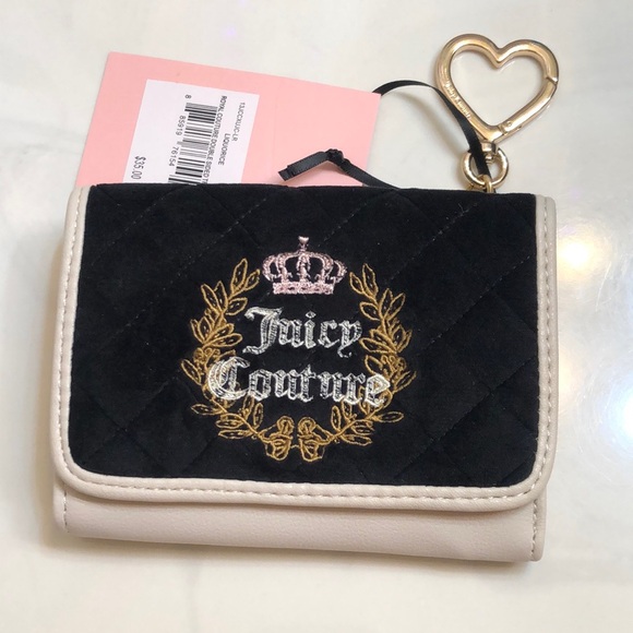 Juicy Couture Liquorice & Angel Royal Couture Double Sided Trifold Wallet NWT - Picture 2 of 16